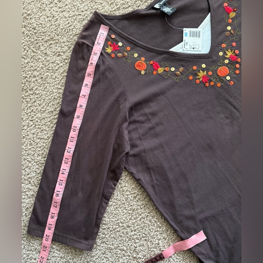 Holiday Editions Chocolate Top with Embroidery - Picture 9 of 9